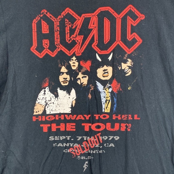 AC/DC band tee graphic print 2021 L black edgy retro music festival casual - Picture 2 of 7